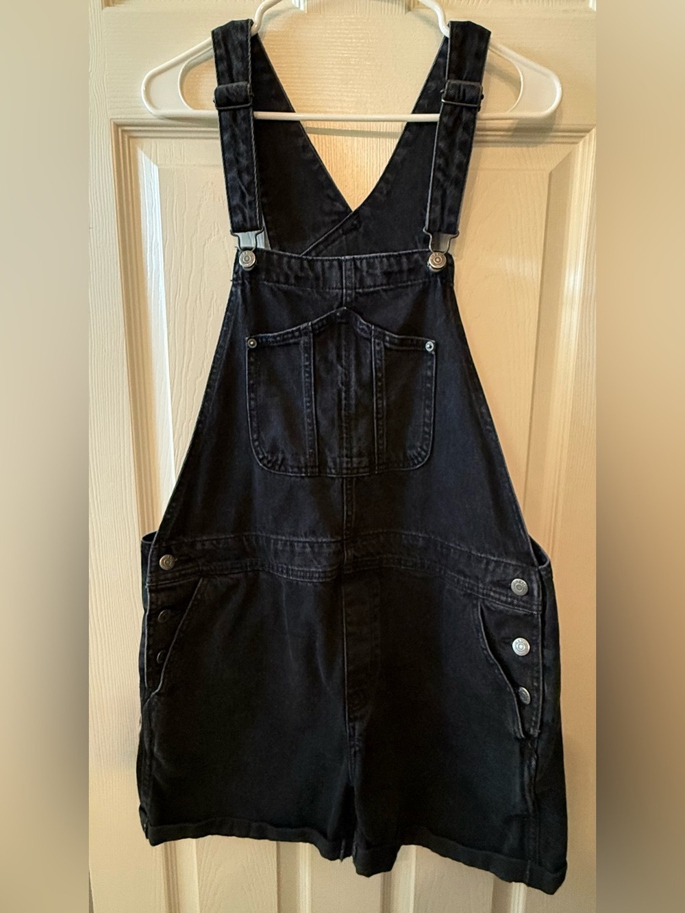 Old navy black denim short overalls